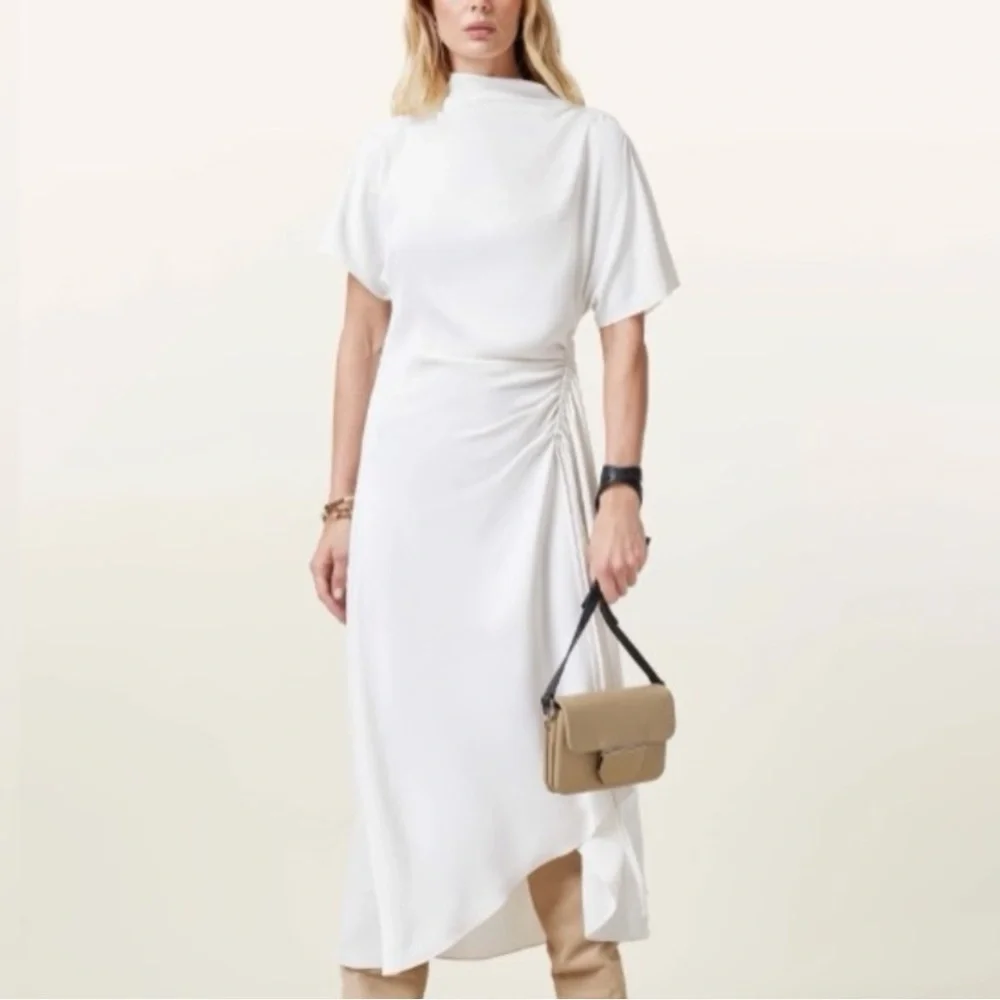 all saints asymmetrical dress All Saints Rosie Asymmetrical Dress Tofu White 6 NWOT
